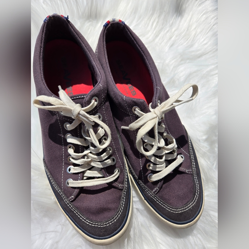 SeaVees Shoes Mens Size 8.5 Gray Slate Navy Canvas Casual Sneakers